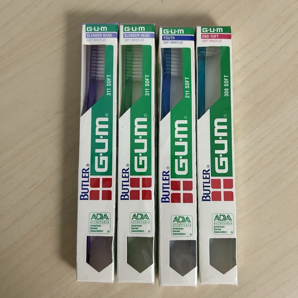 VTG Butler Gum Toothbrush Lot - 311, 211, 308 Soft Bristle Adult Youth End Tuft